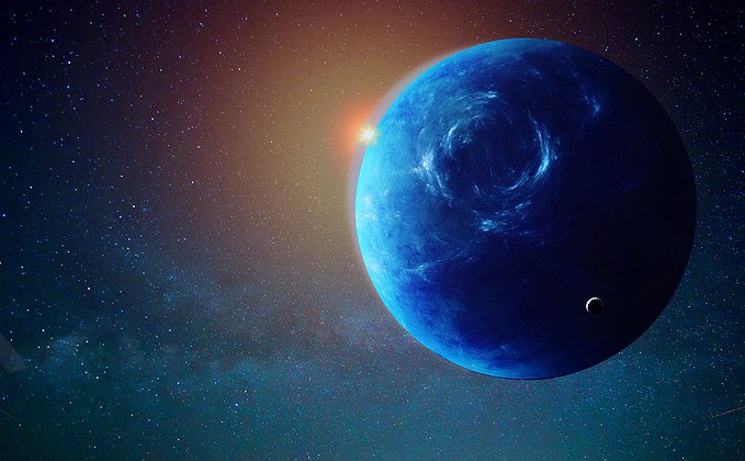 Planeta Netuno e um de seus satélites Planeta Netuno e um de seus satélites