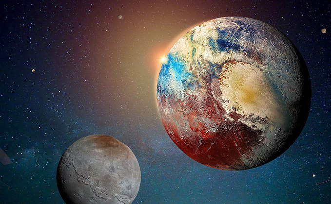 Planeta Plutão e sua lua Caronte Planeta Plutão e sua lua Caronte